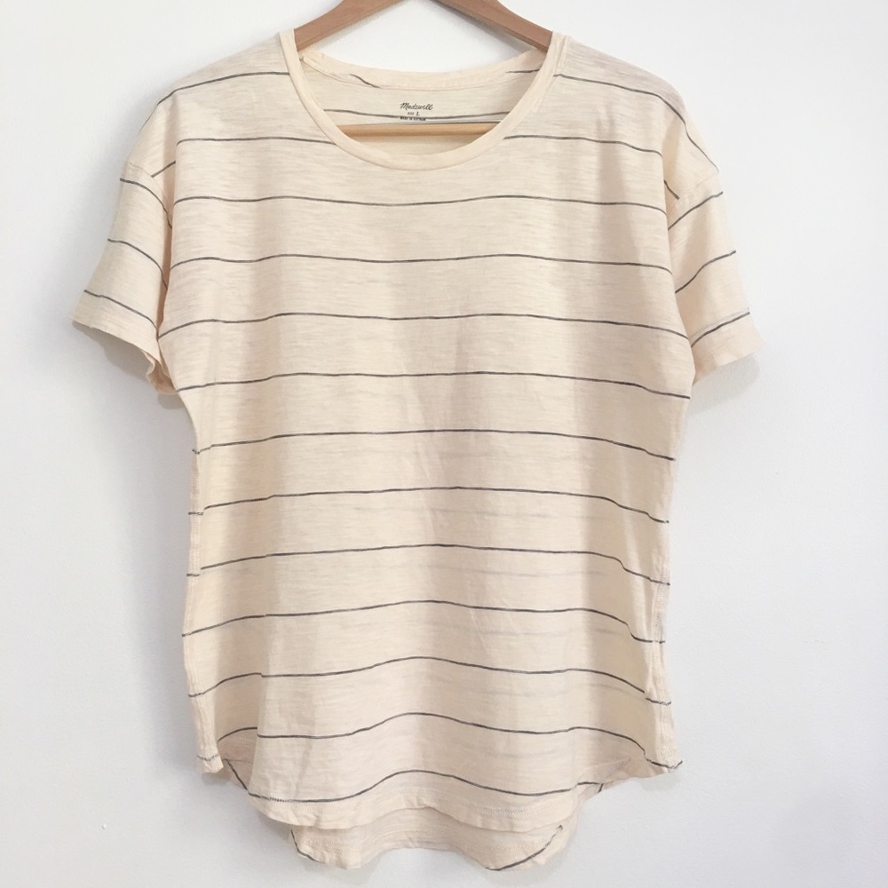 Madewell Beige/Navy Striped Tee